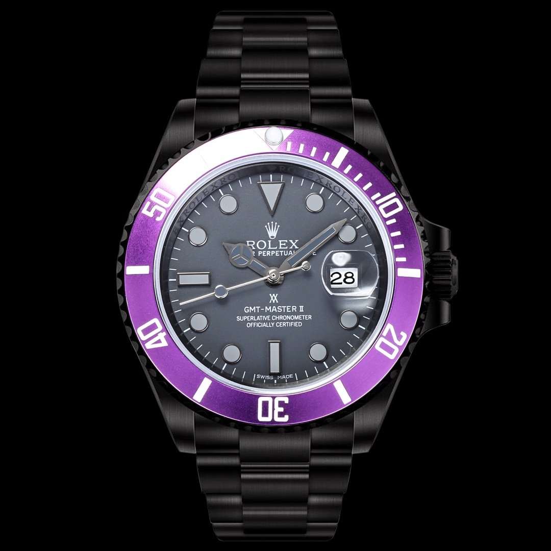 GMT - MASTER II CUSTOM BLACK CASE PURPLE BEZEL