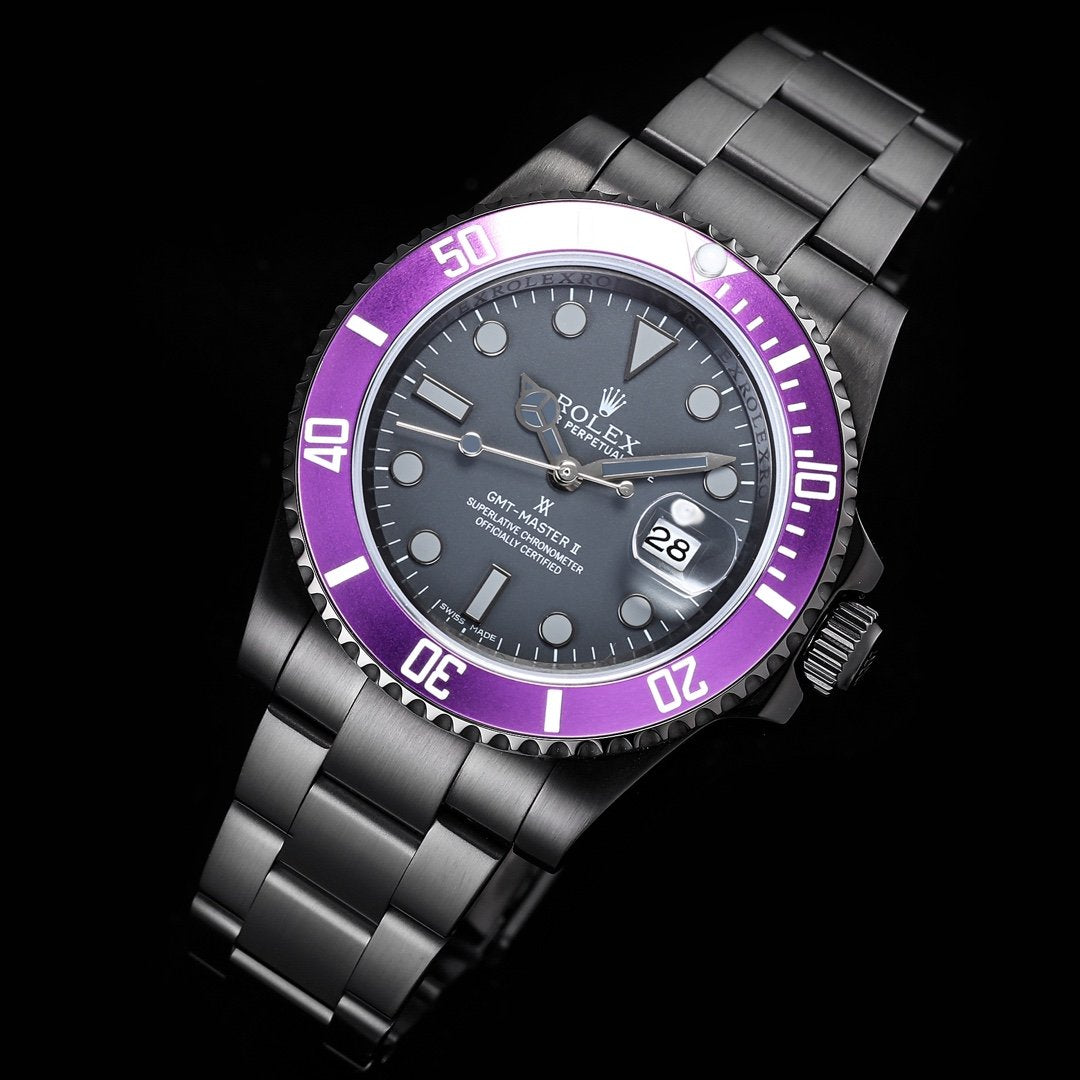 GMT - MASTER II CUSTOM BLACK CASE PURPLE BEZEL