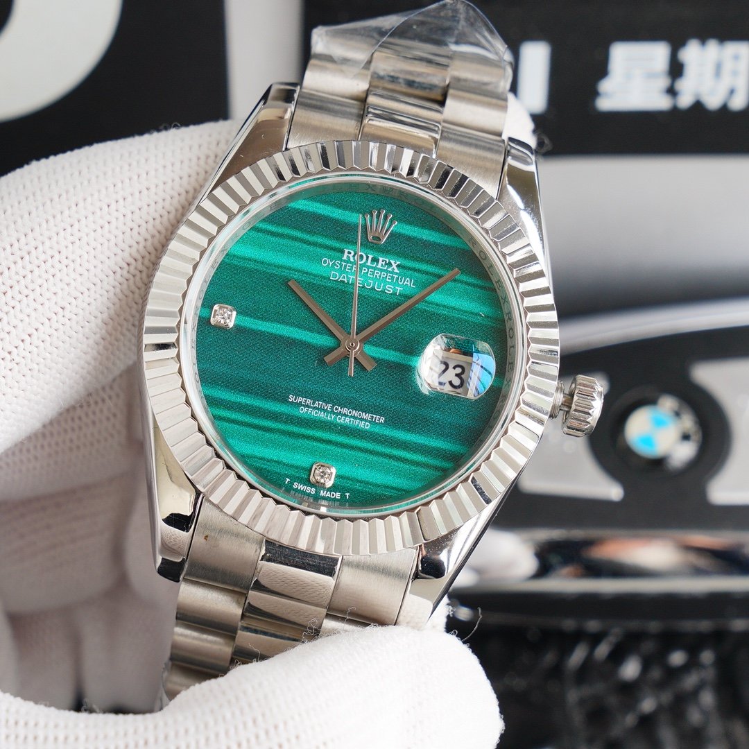 DATEJUST 41 STAINLESS STEEL CUSTOM BLUE EMERALD DIAL