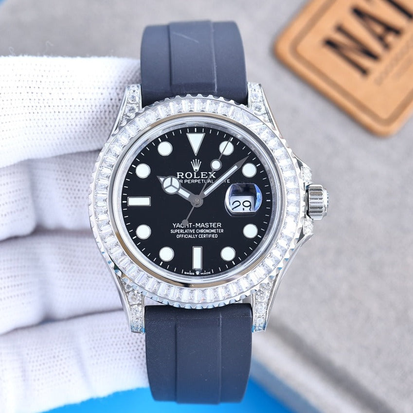 YACHT MASTER 42 CUSTOM DIAMOND BEZEL BLACK DIAL