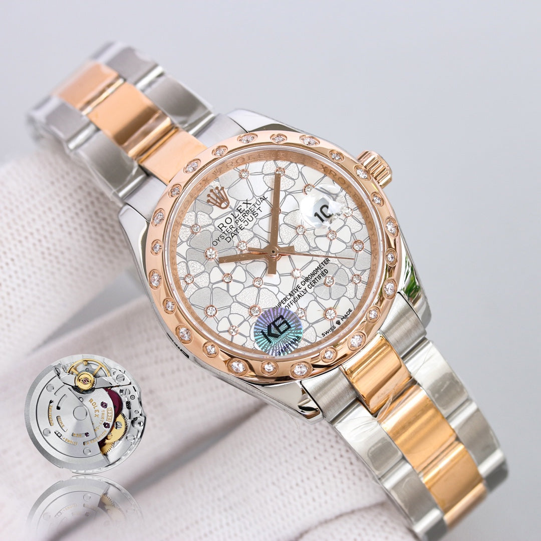 DATEJUST 31 TWO-TONE PINK GOLD STEEL GREY DIAL