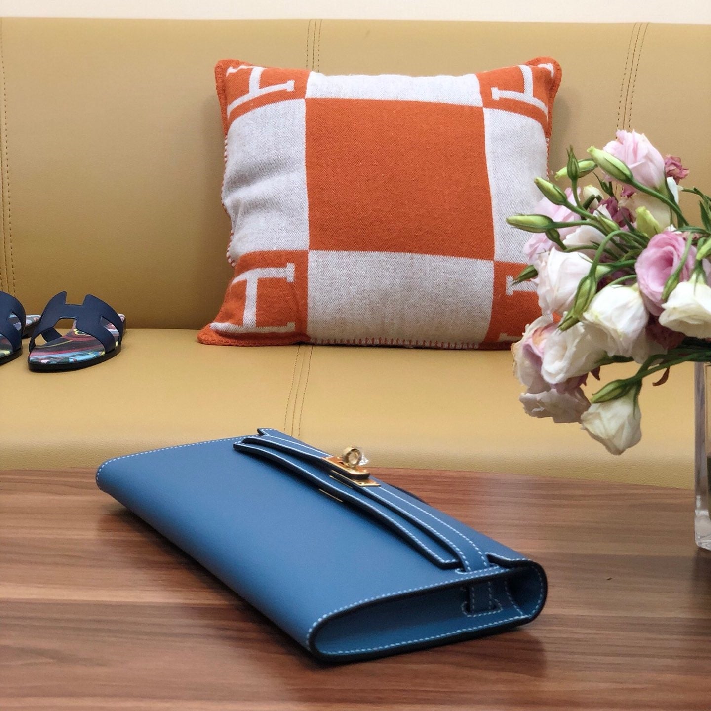 HM Kelly Cut 31cm Blue Swift Leather Ghw