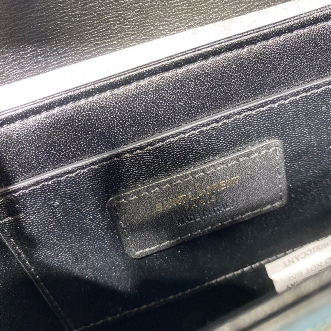 YSL SOLFERINO SMALL SATCHEL IN CANVAS AND BOX SAINT LAURENT LEATHER