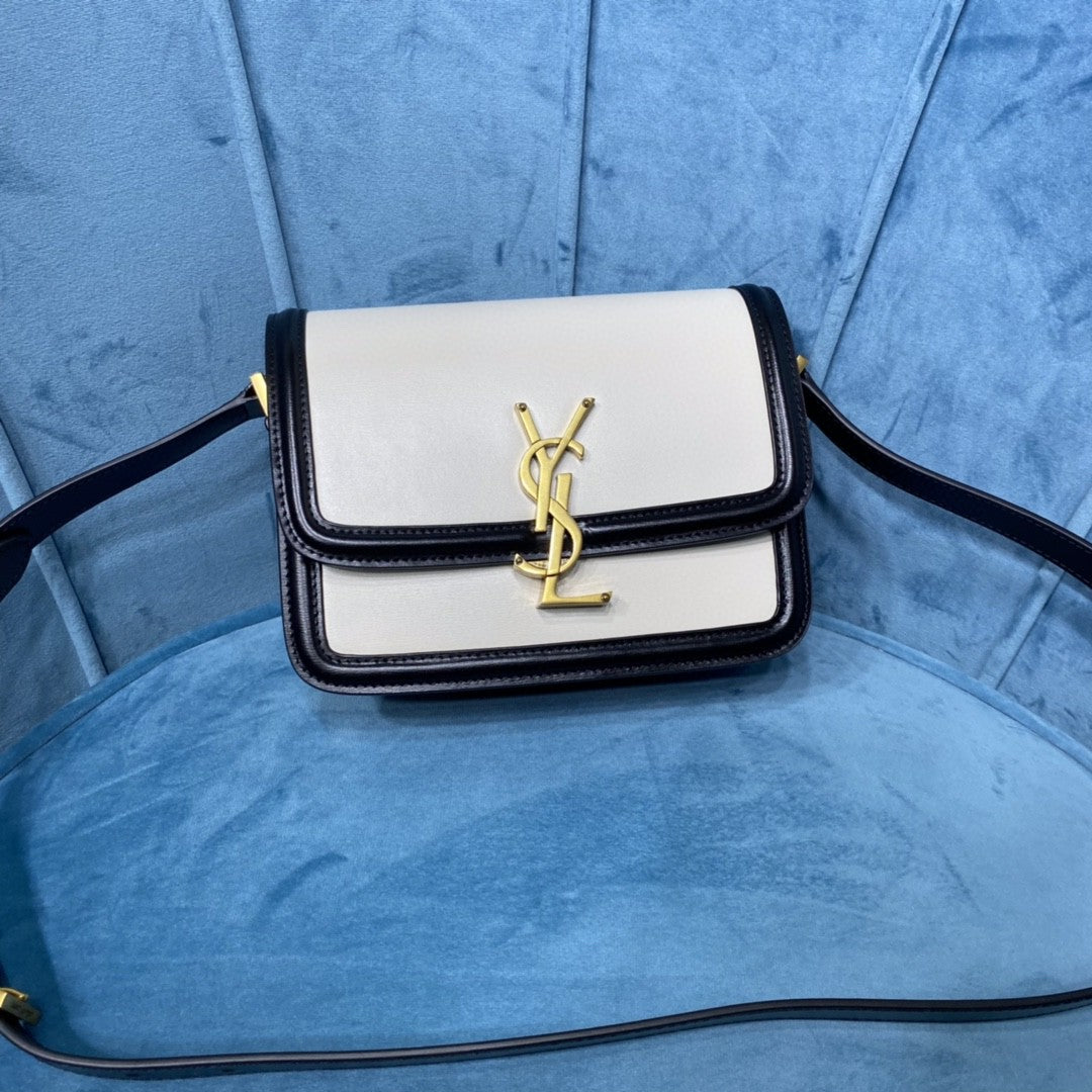 YSL SOLFERINO SMALL SATCHEL IN CANVAS AND BOX SAINT LAURENT LEATHER