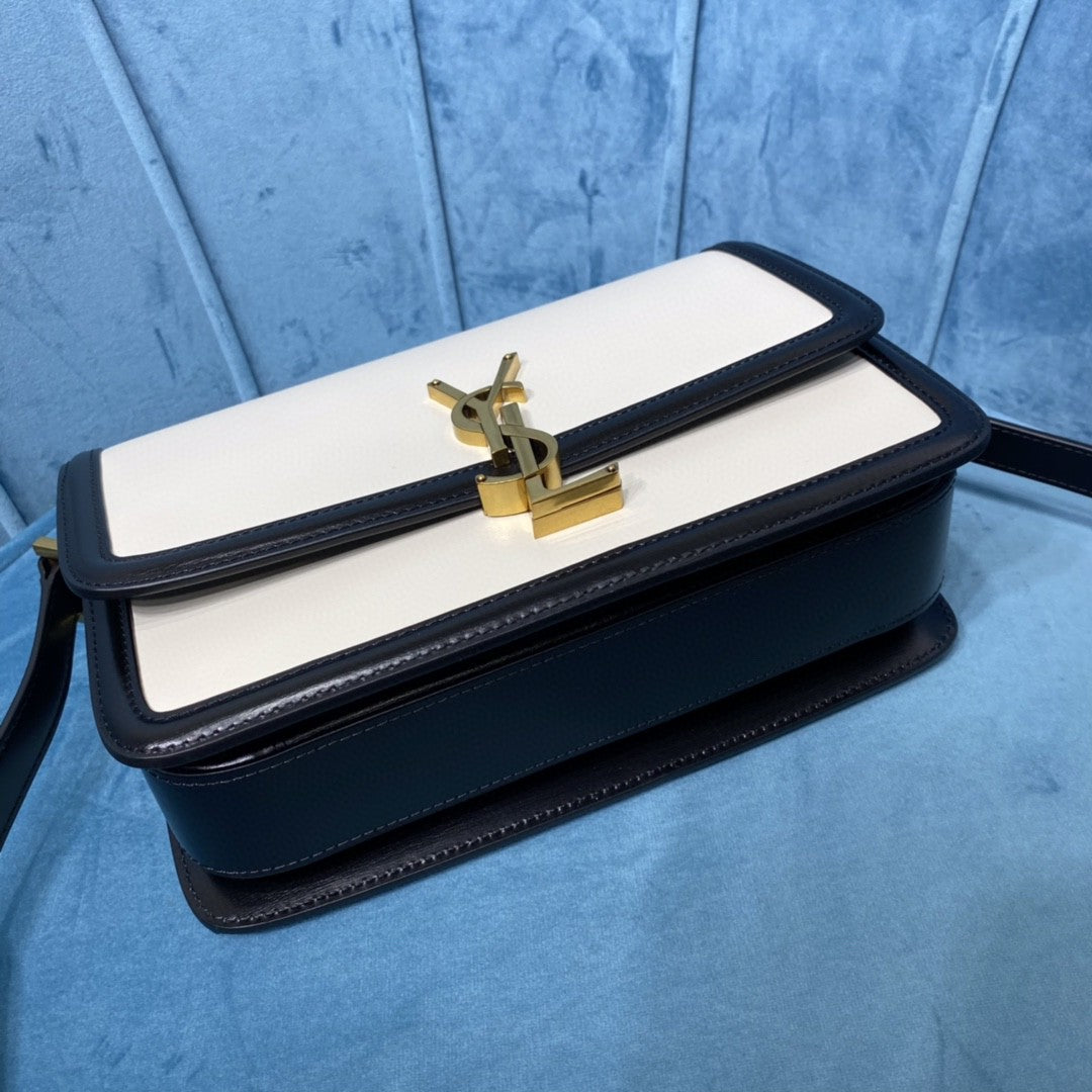 YSL SOLFERINO MEDIUM SATCHEL IN CANVAS AND BOX SAINT LAURENT LEATHER