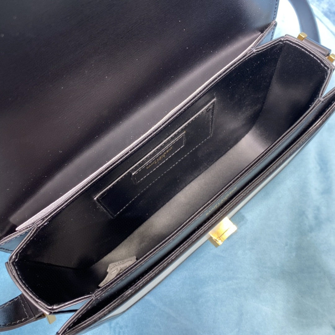 YSL SOLFERINO MEDIUM SATCHEL IN CANVAS AND BOX SAINT LAURENT LEATHER