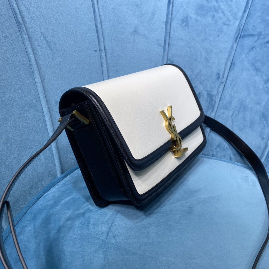 YSL SOLFERINO MEDIUM SATCHEL IN CANVAS AND BOX SAINT LAURENT LEATHER