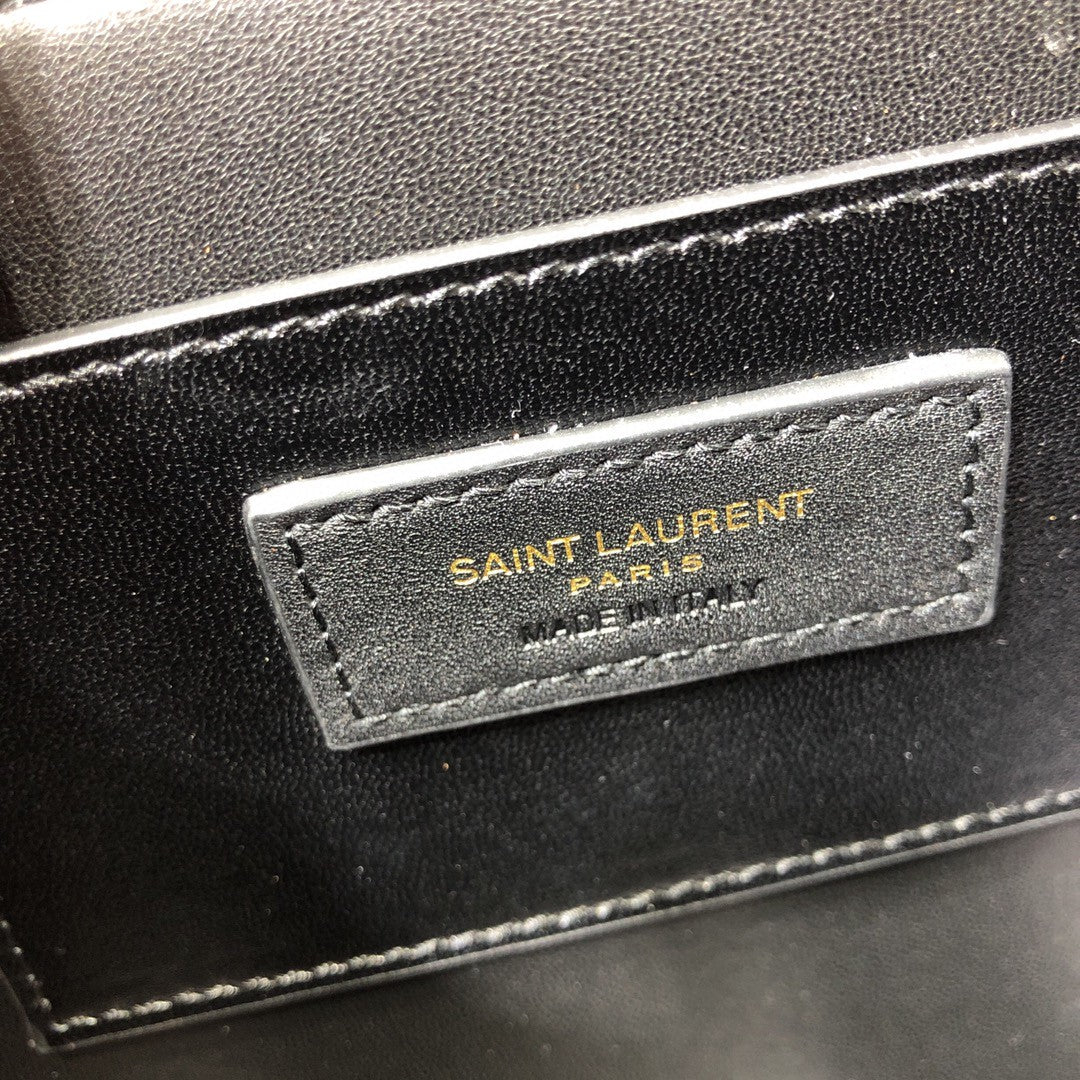 YSL SOLFERINO MEDIUM SATCHEL IN CANVAS AND BOX SAINT LAURENT LEATHER
