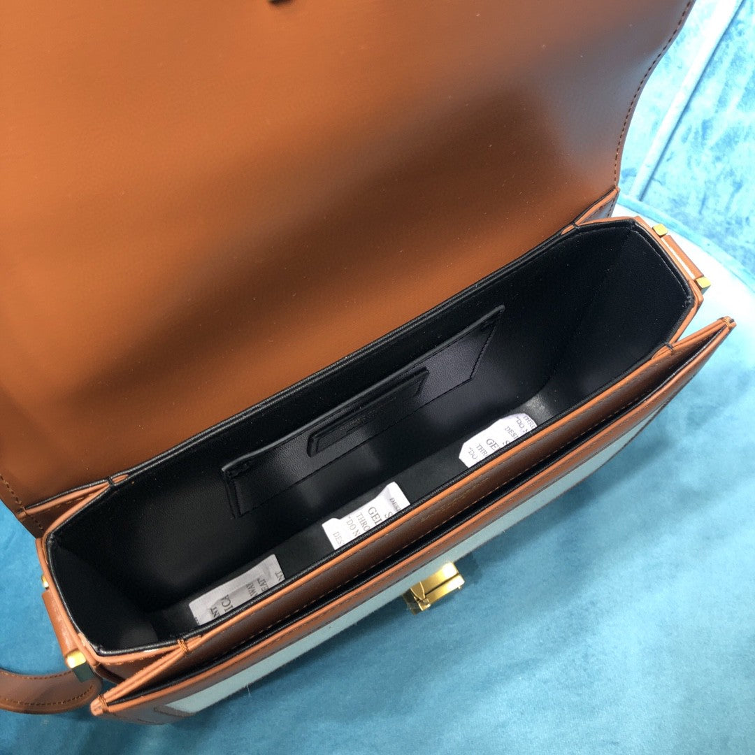 YSL SOLFERINO MEDIUM SATCHEL IN CANVAS AND BOX SAINT LAURENT LEATHER