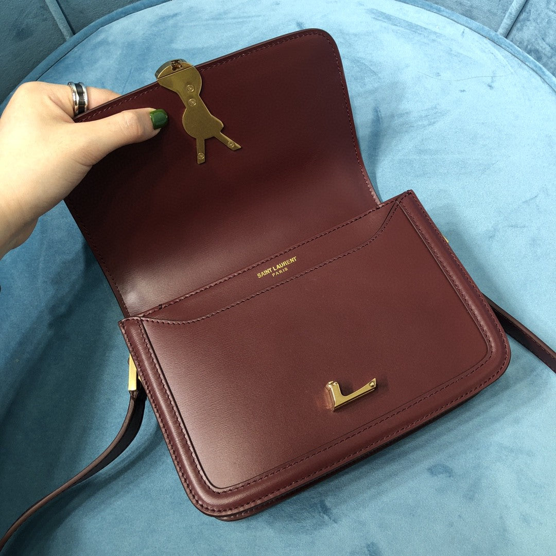 YSL SOLFERINO SMALL SATCHEL IN BOX SAINT LAURENT LEATHER