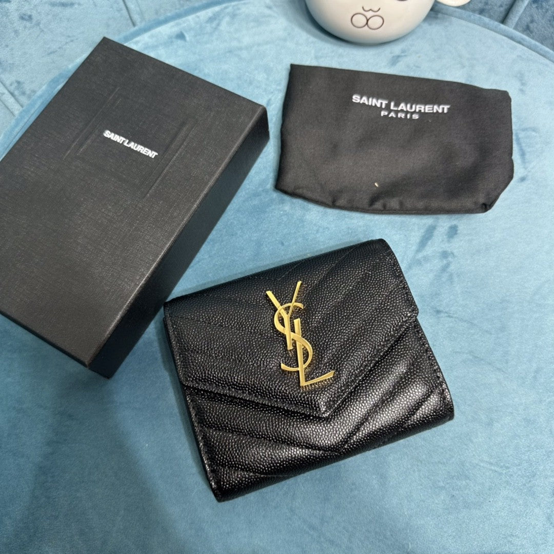 YSL CASSANDRE MATELASSÉ COMPACT TRI FOLD WALLET