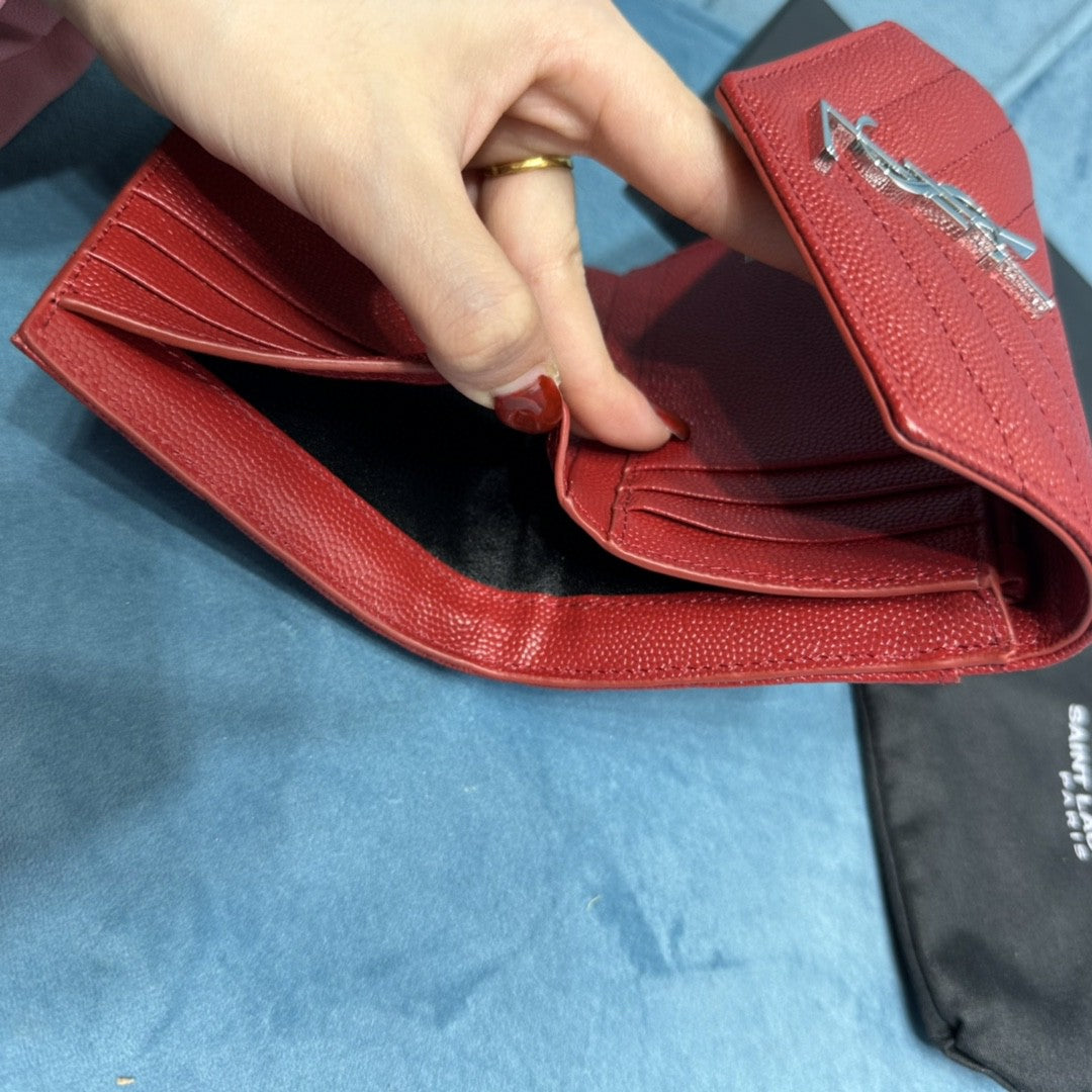 YSL CASSANDRE MATELASSÉ COMPACT TRI FOLD WALLET