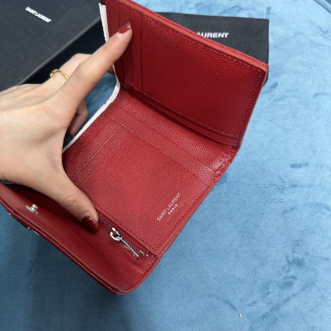 YSL CASSANDRE MATELASSÉ COMPACT TRI FOLD WALLET