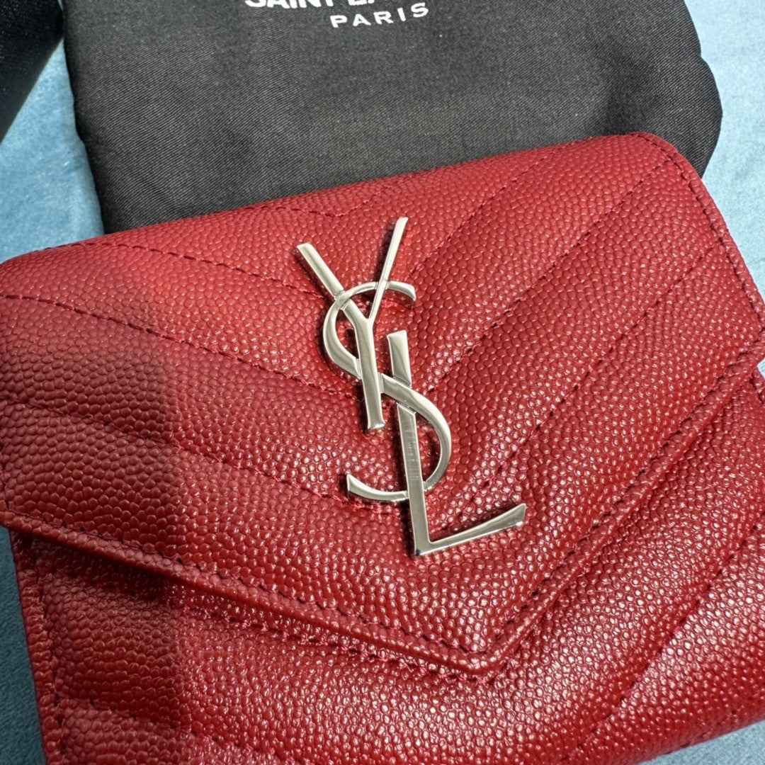 YSL CASSANDRE MATELASSÉ COMPACT TRI FOLD WALLET