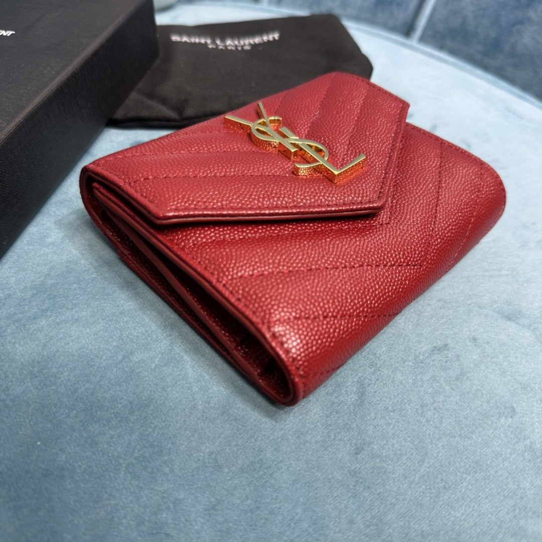 YSL CASSANDRE MATELASSÉ COMPACT TRI FOLD WALLET