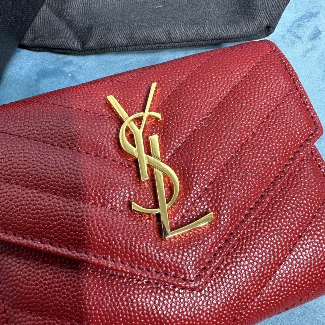 YSL CASSANDRE MATELASSÉ COMPACT TRI FOLD WALLET
