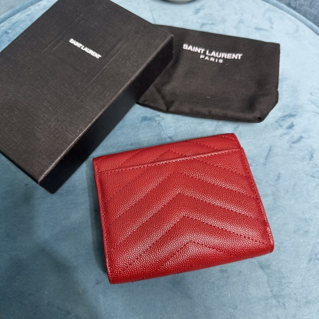 YSL CASSANDRE MATELASSÉ COMPACT TRI FOLD WALLET