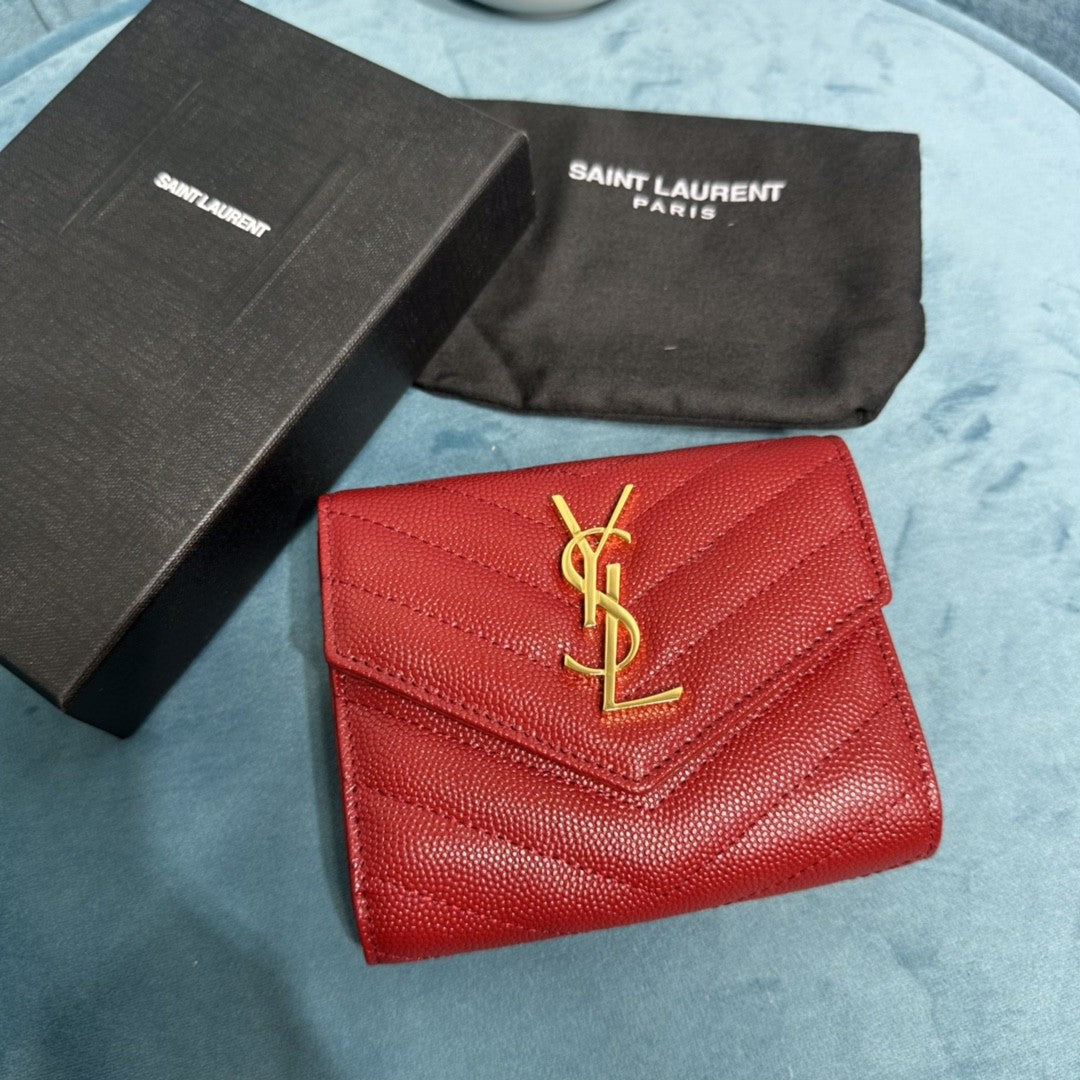YSL CASSANDRE MATELASSÉ COMPACT TRI FOLD WALLET