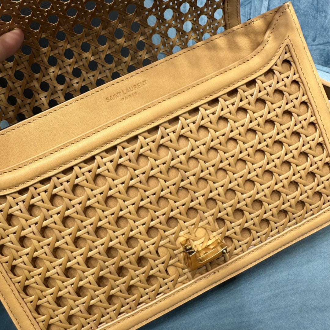 YSL SOLFERINO MEDIUM SATCHEL IN CANVAS AND BOX