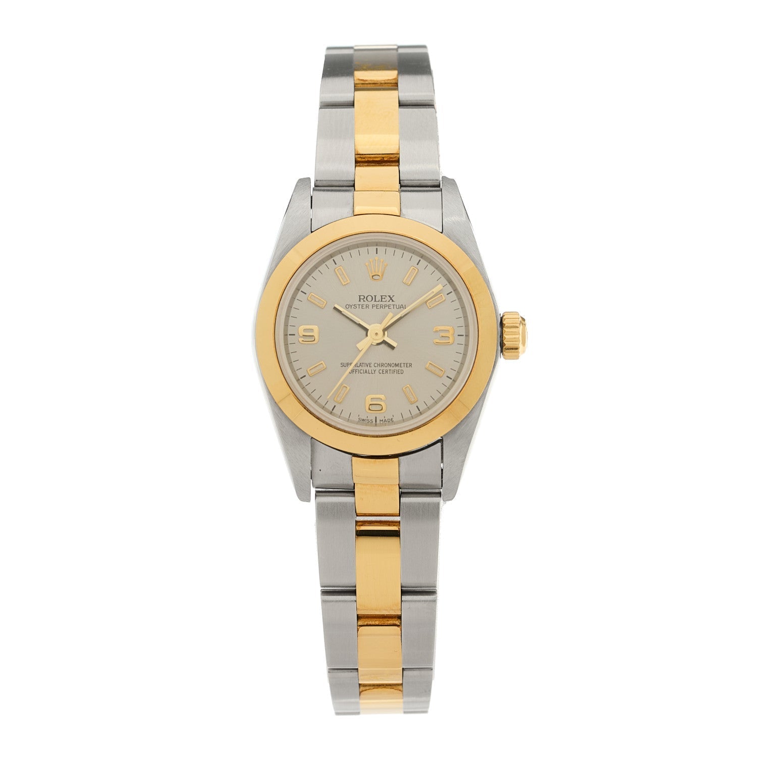 Stainless Steel 18K Yellow Gold 24mm Oyster Perpetual Watch Grey