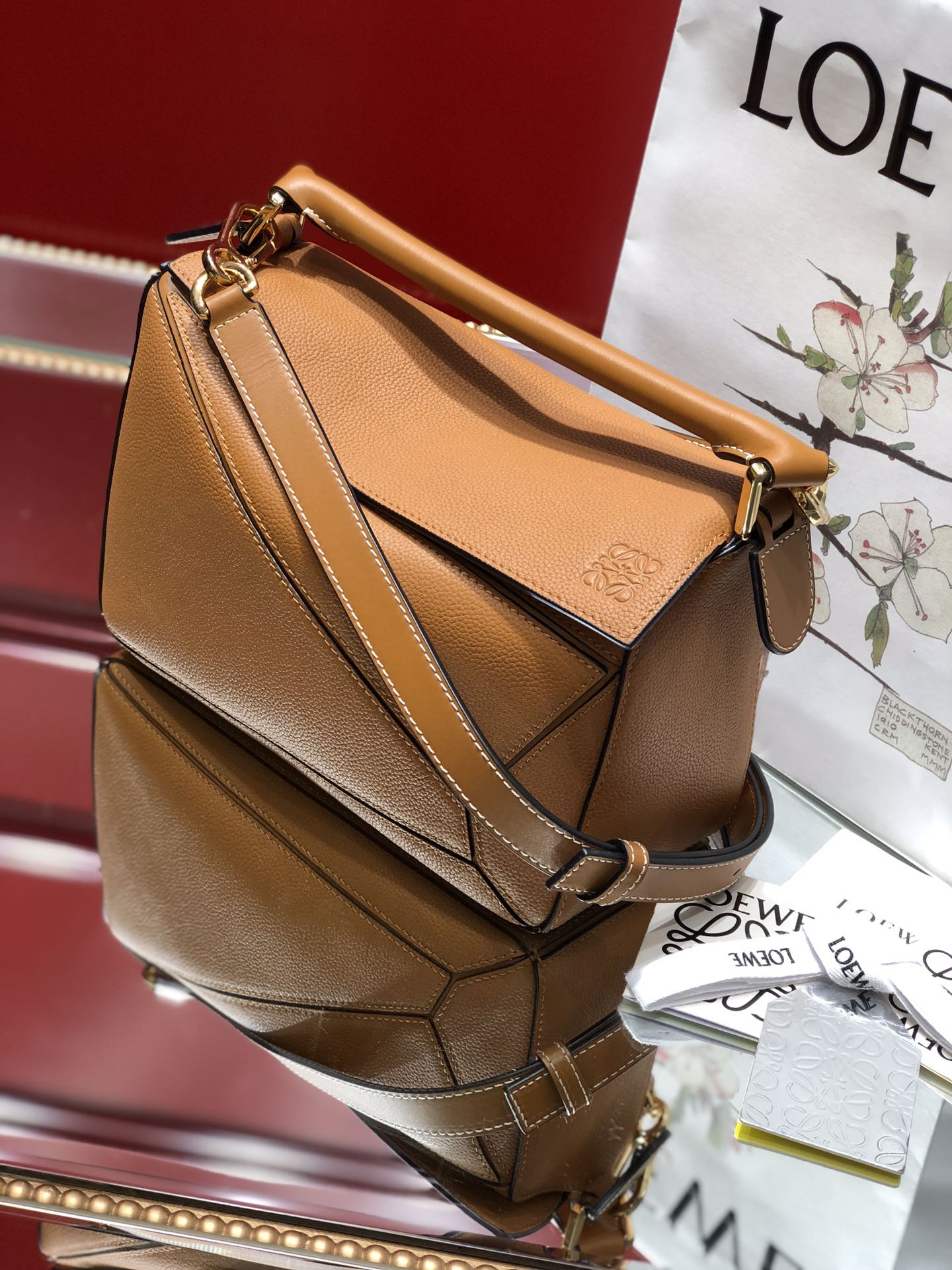 Loew Puzzle Fold Tote Iblack Shiny Calfskin