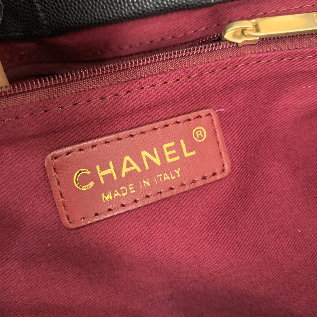 CC Large Tote 39 Light Beige Canvas Pearl Logo