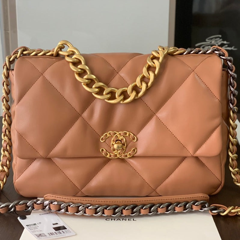 CC Large Tote 39 Light Beige Canvas Pearl Logo