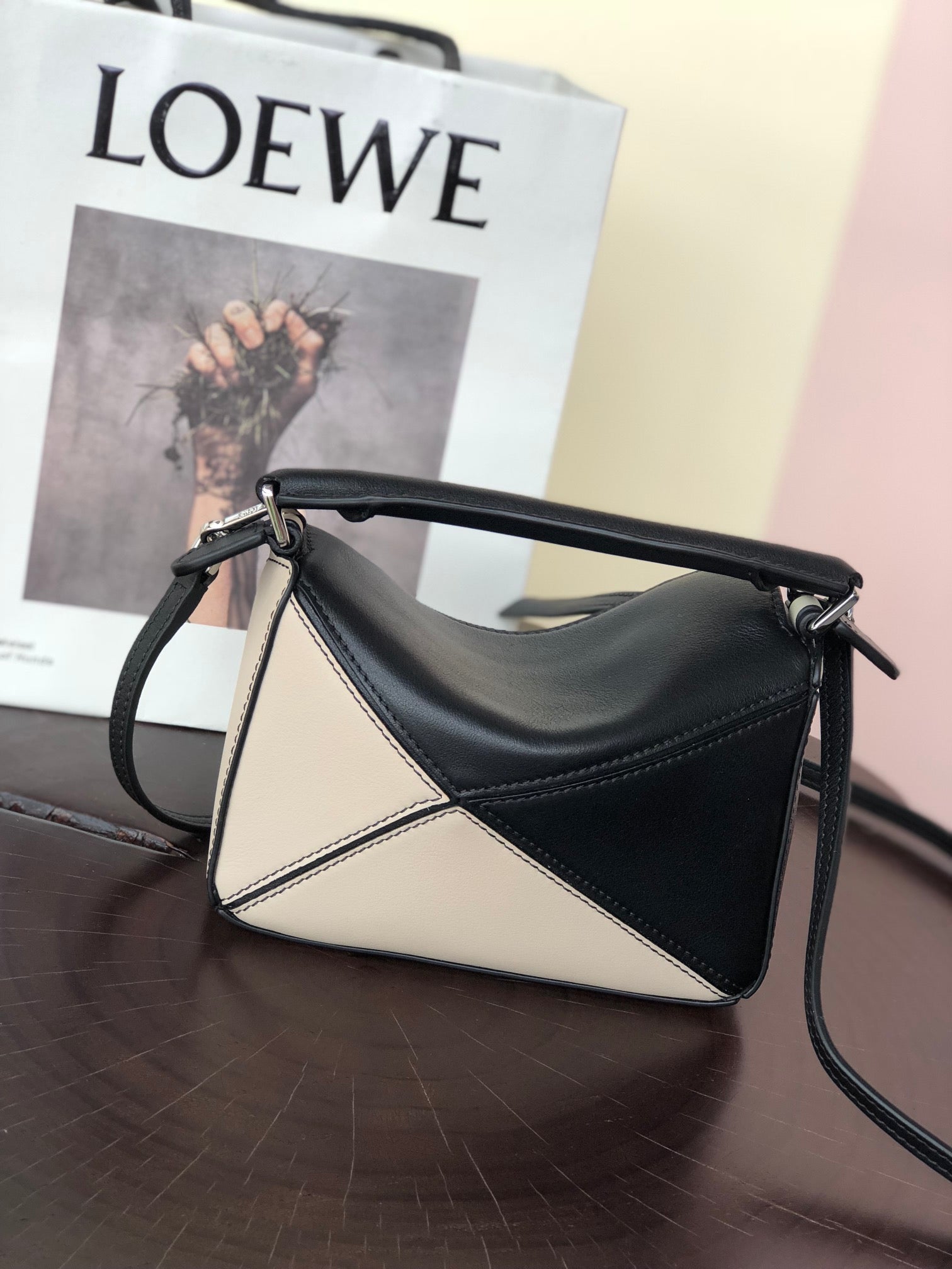 Loew Puzzle Fold Tote Iblack Shiny Calfskin