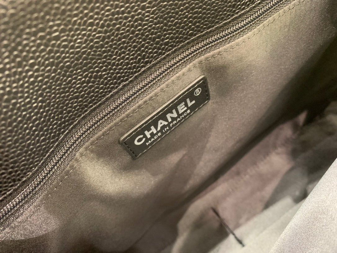 CC Large Tote 39 Light Beige Canvas Pearl Logo