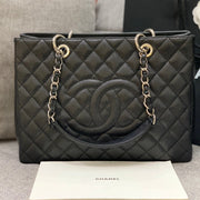 CC Large Tote 39 Light Beige Canvas Pearl Logo