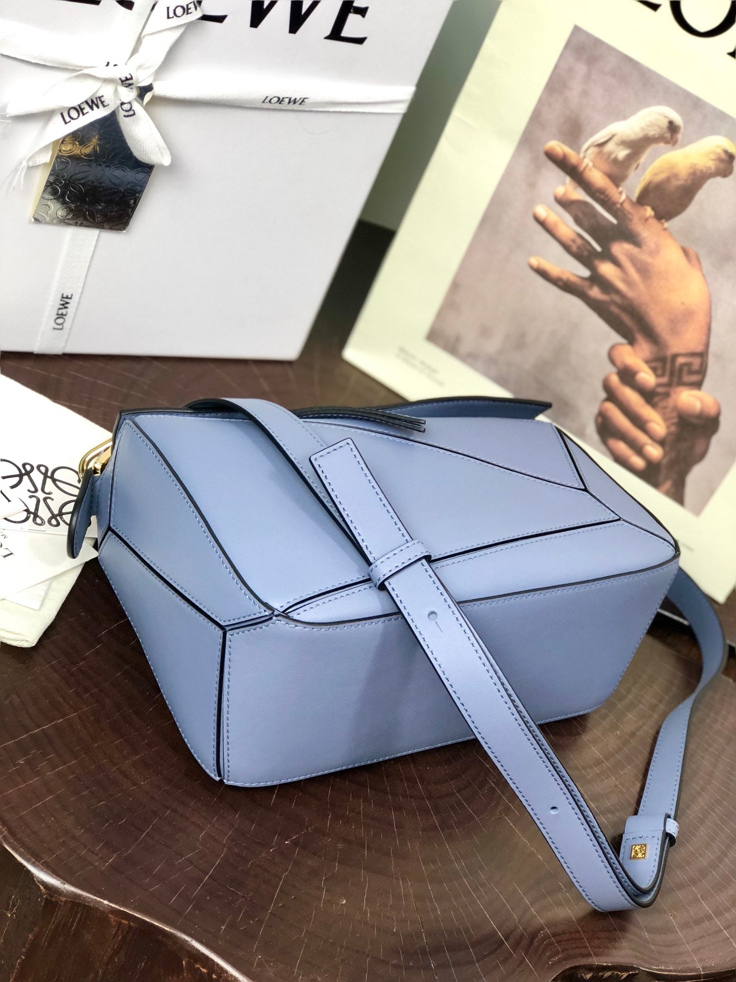 Loew Puzzle Fold Tote Iblack Shiny Calfskin