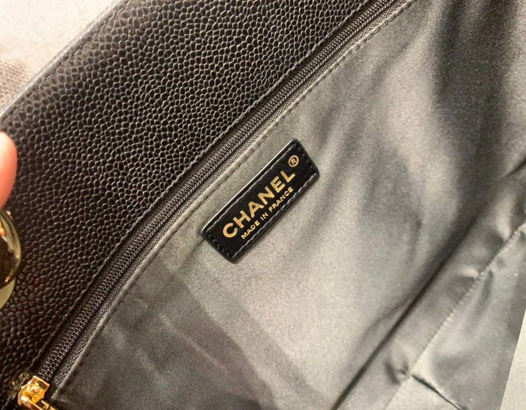 CC Large Tote 39 Light Beige Canvas Pearl Logo