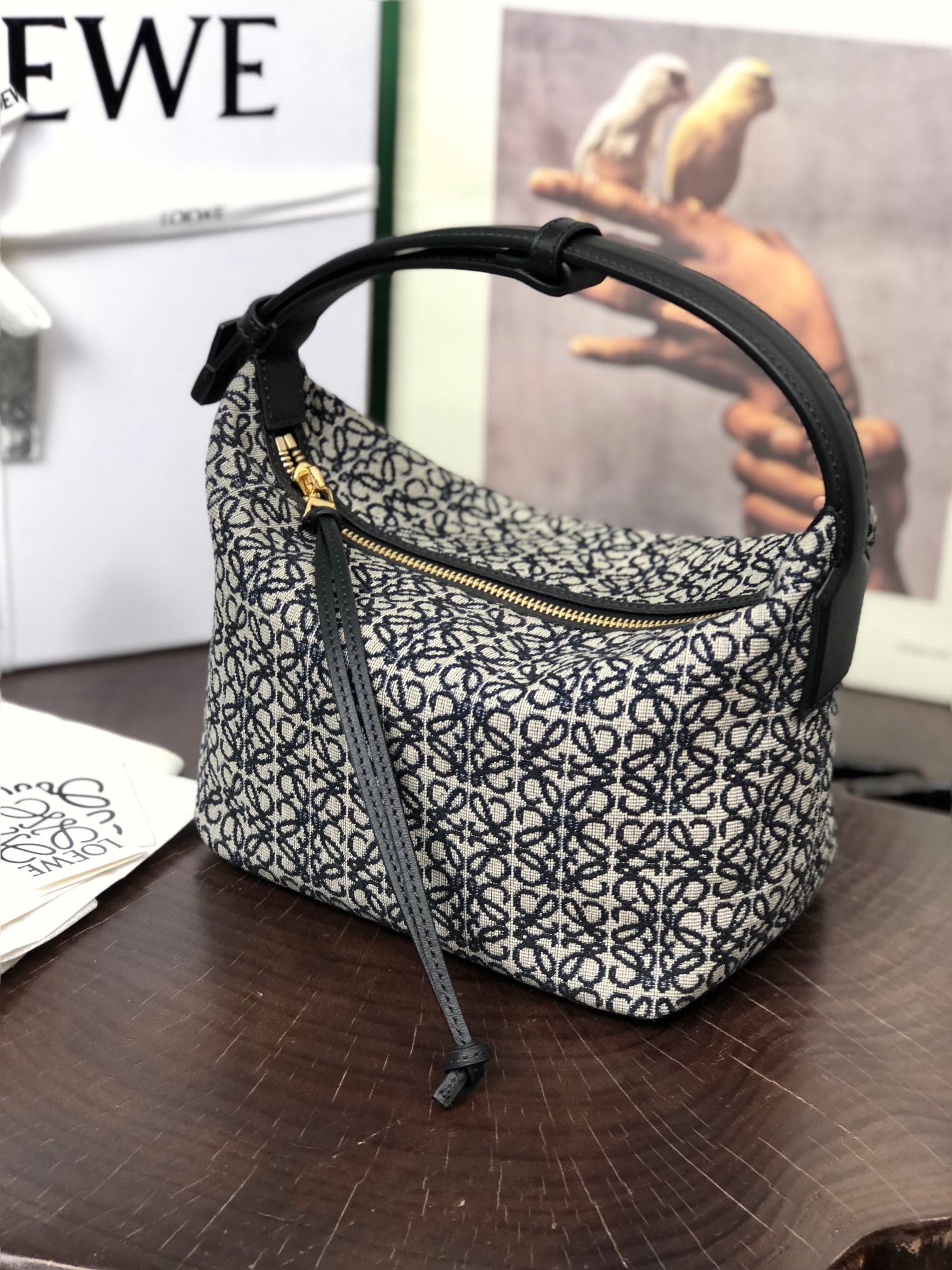 Loew Puzzle Fold Tote Iblack Shiny Calfskin