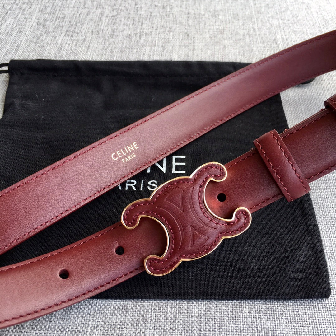 Medium Cuir Triomphe Belt 25Mm Wine Calfskin