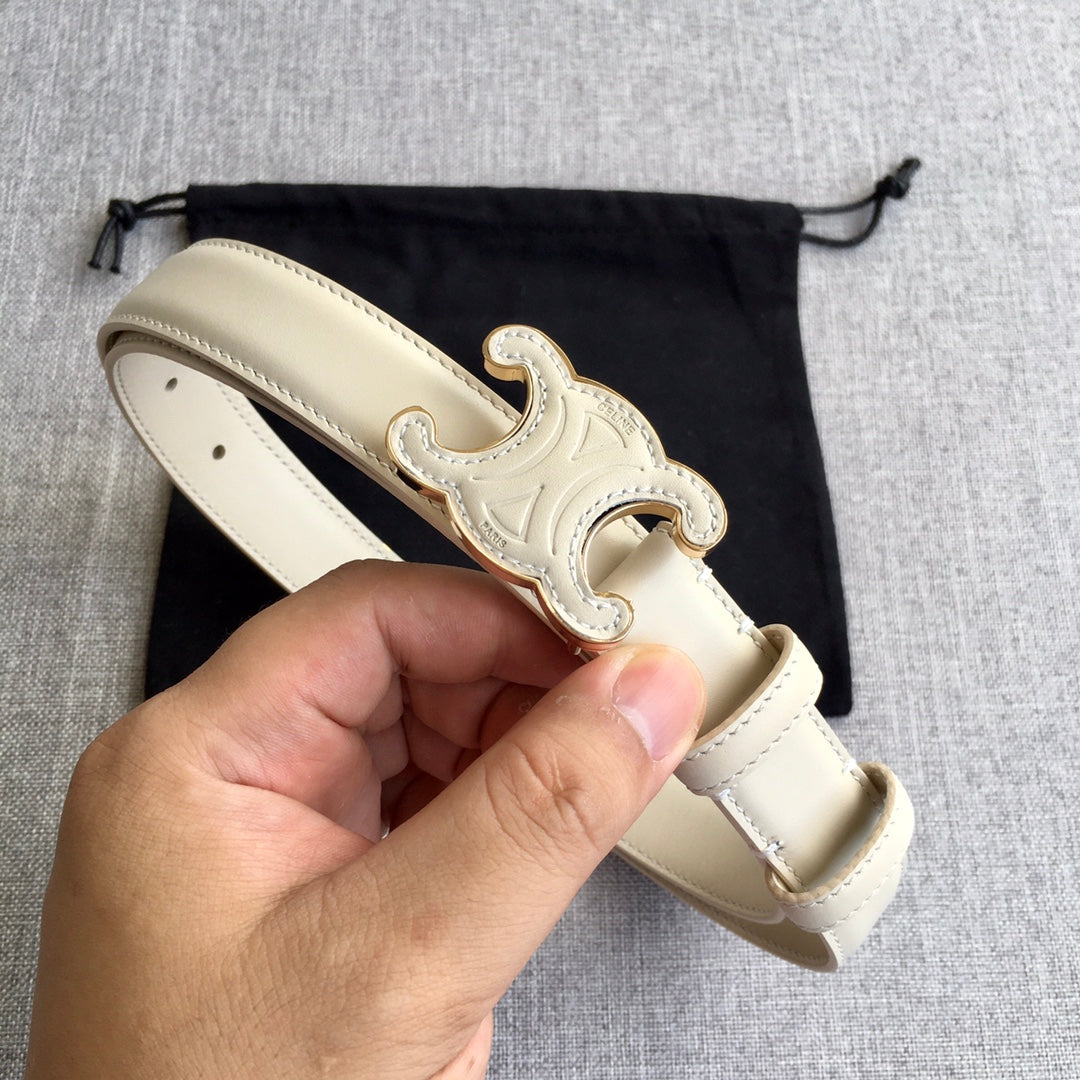 Medium Cuir Triomphe Belt 25Mm White Calfskin