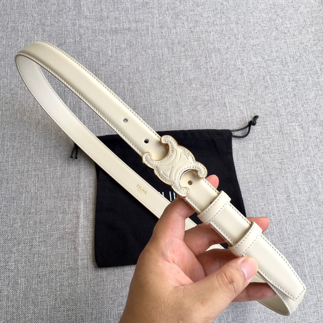 Medium Cuir Triomphe Belt 25Mm White Calfskin