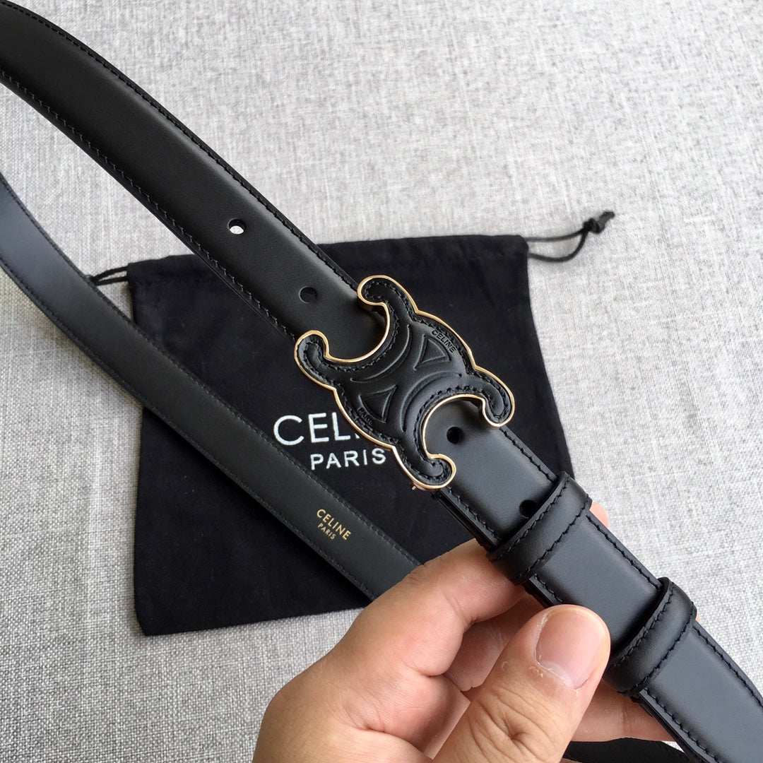 Medium Cuir Triomphe Belt 25Mm Black Calfskin