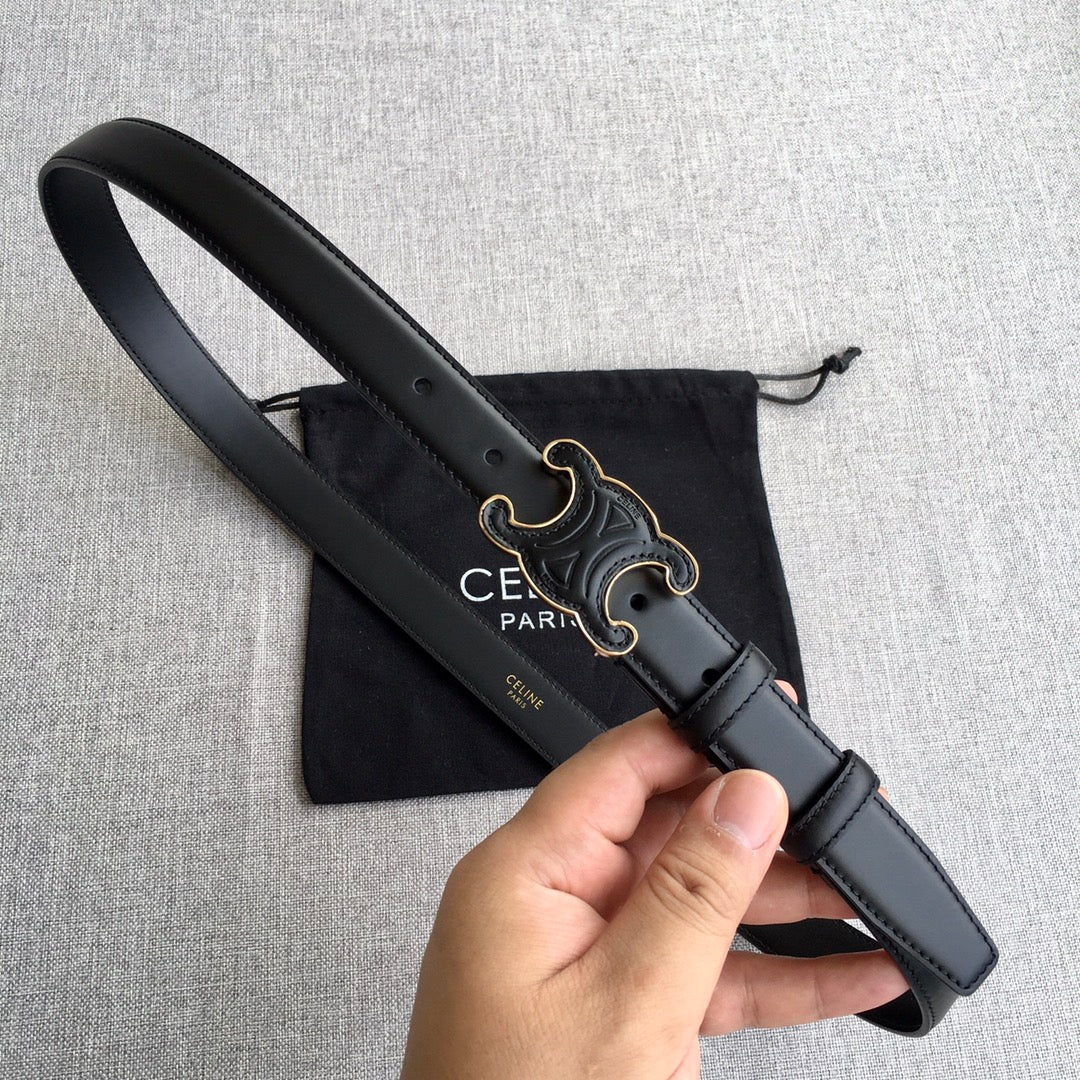 Medium Cuir Triomphe Belt 25Mm Black Calfskin