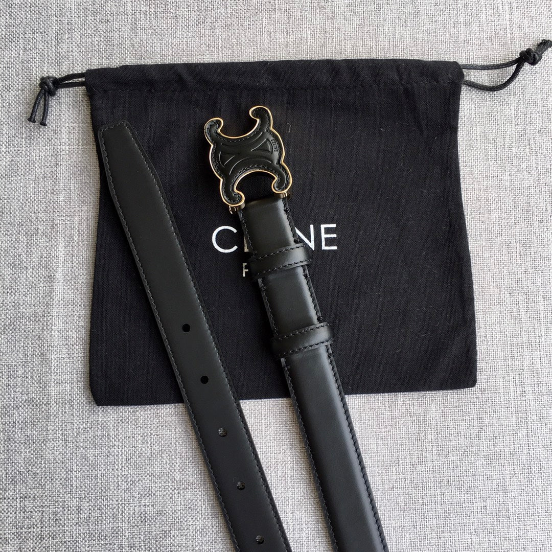 Medium Cuir Triomphe Belt 25Mm Black Calfskin