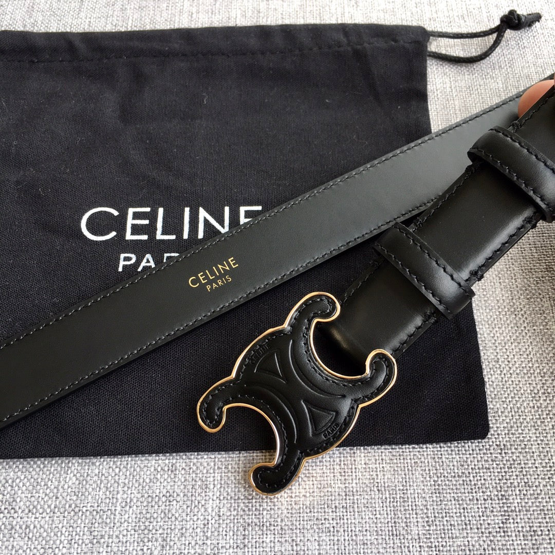 Medium Cuir Triomphe Belt 25Mm Black Calfskin