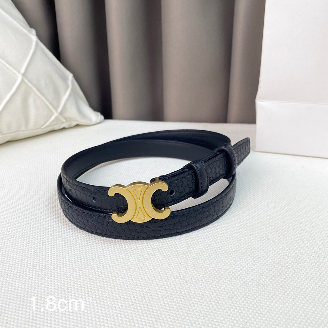 Cl Belt 18Mm Black Crocodile Embossed Calfskin Ghw