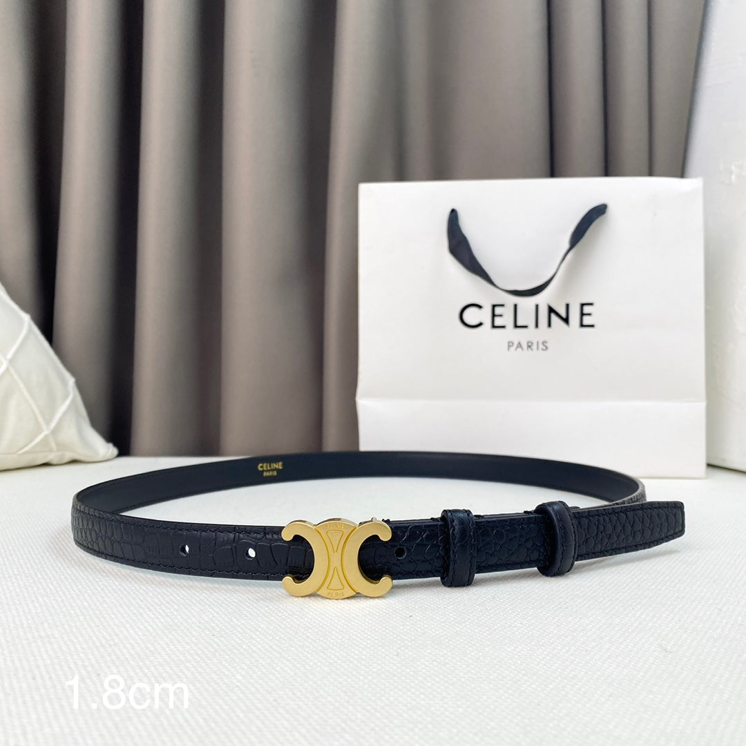 Cl Belt 18Mm Black Crocodile Embossed Calfskin Ghw