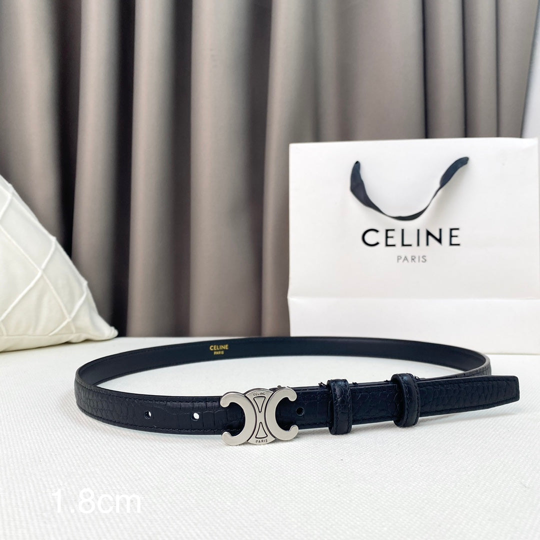 Cl Belt 18Mm Black Crocodile Embossed Calfskin Shw