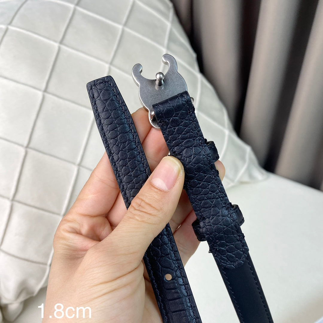 Cl Belt 18Mm Black Crocodile Embossed Calfskin Shw