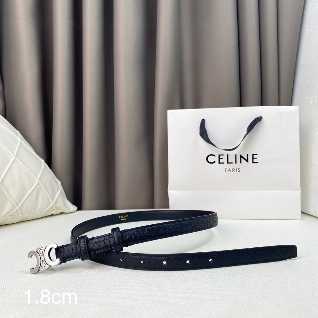 Cl Belt 18Mm Black Crocodile Embossed Calfskin Shw