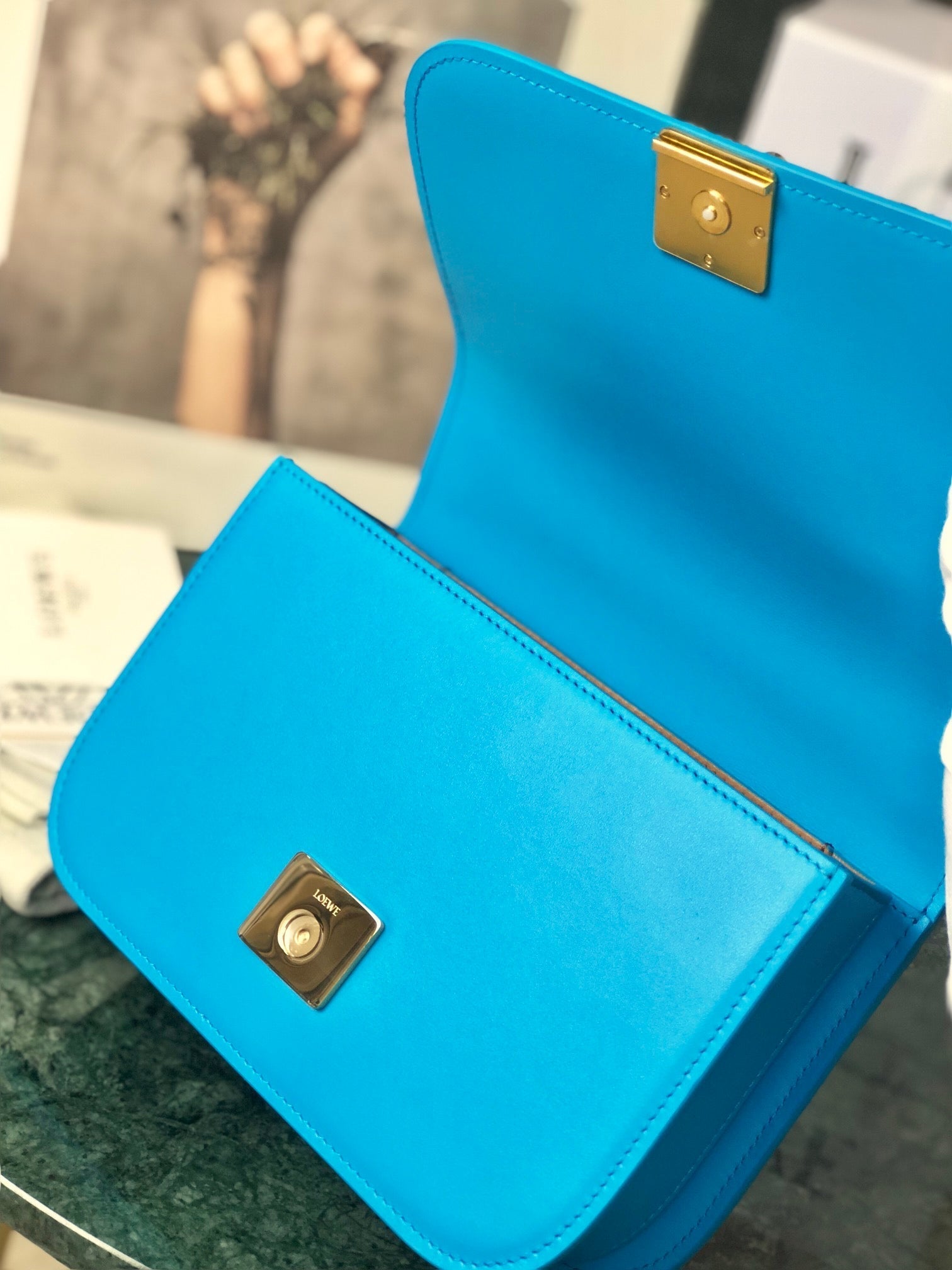 Loew Puzzle Fold Tote Iblack Shiny Calfskin