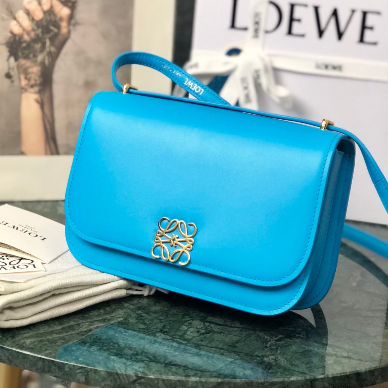 Loew Puzzle Fold Tote Iblack Shiny Calfskin