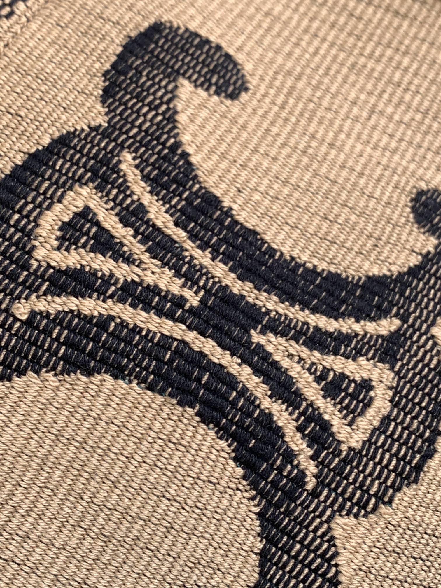 small cabas thais 27cm bown black fabric triomphe embroidery