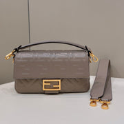 Baguette 27cm Dove Grey Lambskin Gold Hardware