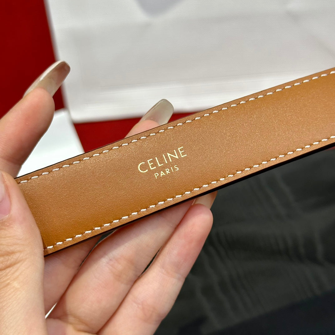 Belt 25Mm In White And Brown Calfskin With Logo Print And Gold Buckle